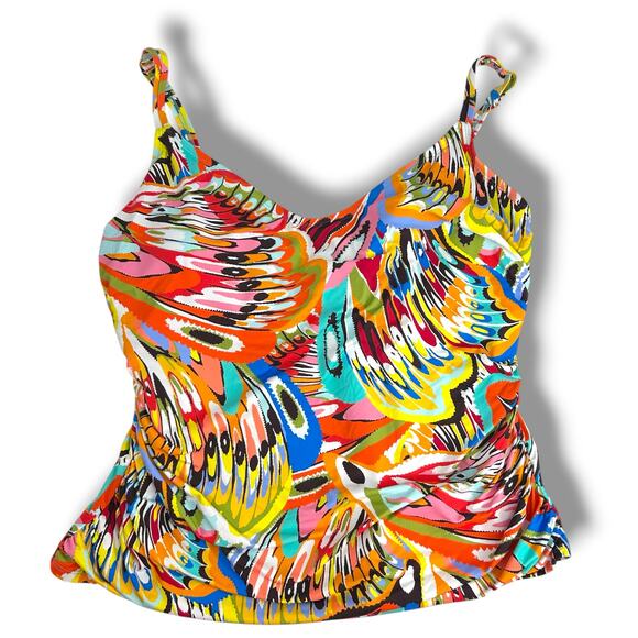 NEW Bleu Rod Beattie Swim Tankini Top SZ 20W Printed Ruched Flattering Swimsuit - Picture 2 of 7